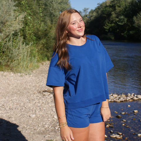 Sweat Shorts in Blueberry