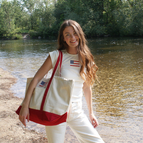 SM Logo American Flag Baby Tee