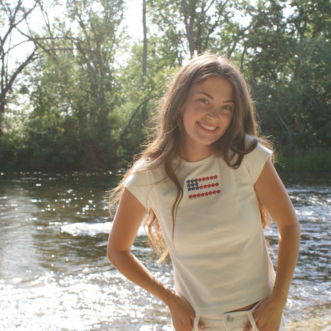 SM Logo American Flag Baby Tee