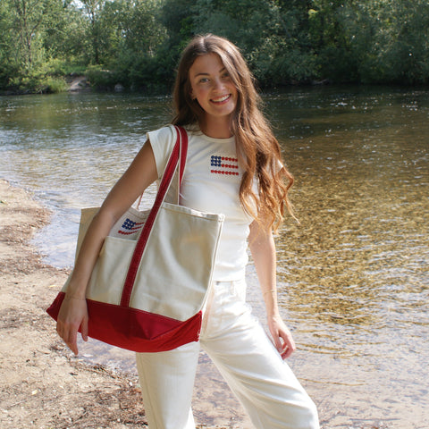 SM Logo American Flag Tote Bag