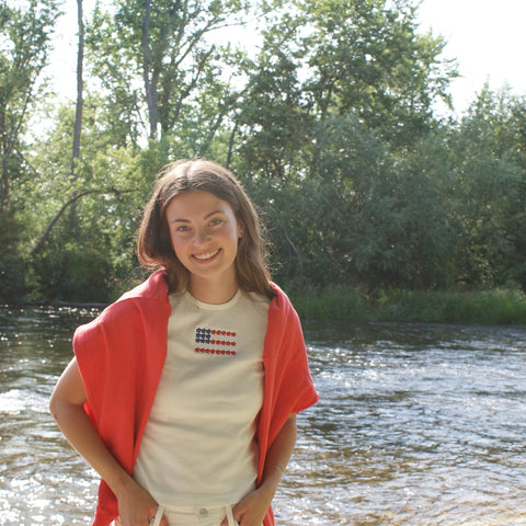 SM Logo American Flag Baby Tee