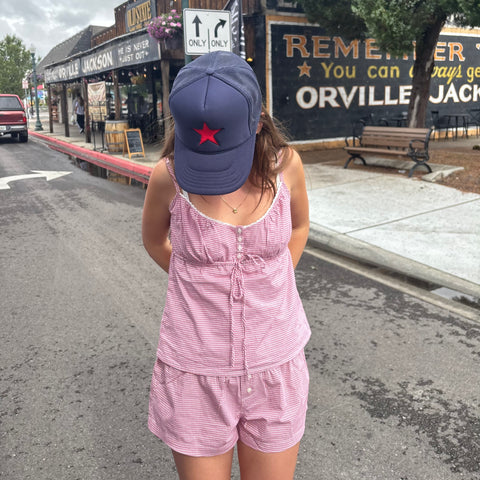 Embroidered Star Hat - Navy