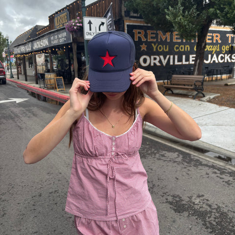 Embroidered Star Hat - Navy