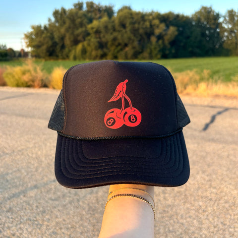 Red 8 Ball Cherry Trucker