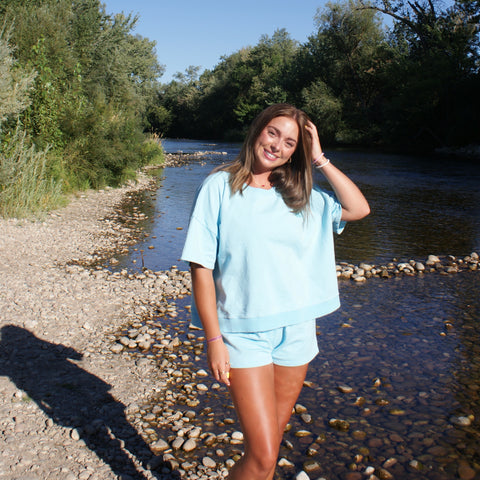 Sweat Tee in Ocean