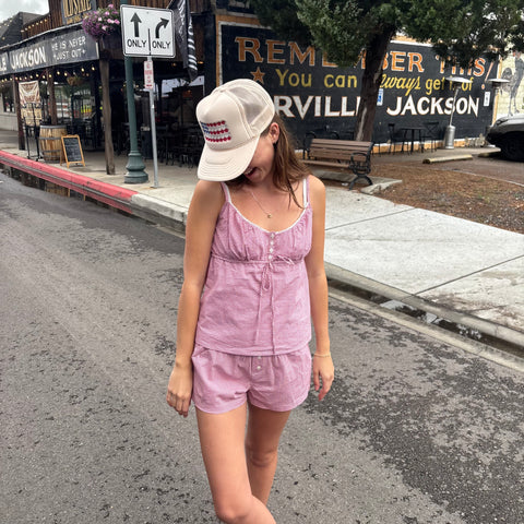 SM Logo American Flag Trucker - Tan
